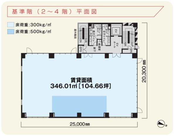 渋谷TSKビル 2F 104.66坪（345.98m<sup>2</sup>）：基準階図面