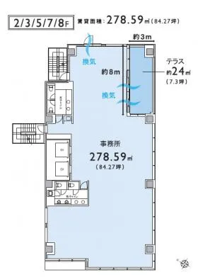 クロスシー東日本橋ビルの基準階図面