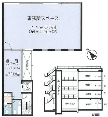 幡ヶ谷アートⅡビルの基準階図面