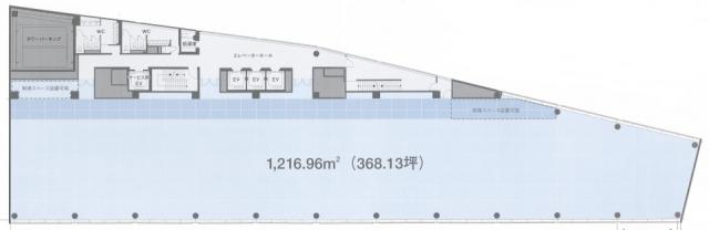汐留イーストサイドビル 6F 194.84坪（644.09m<sup>2</sup>）：基準階図面