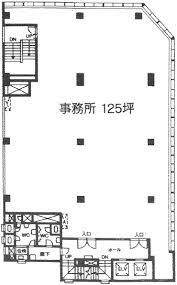第1稲村ビル 4F 125坪（413.22m<sup>2</sup>）：基準階図面