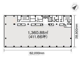 交詢ビル 6F 168.91坪（558.37m<sup>2</sup>）：基準階図面