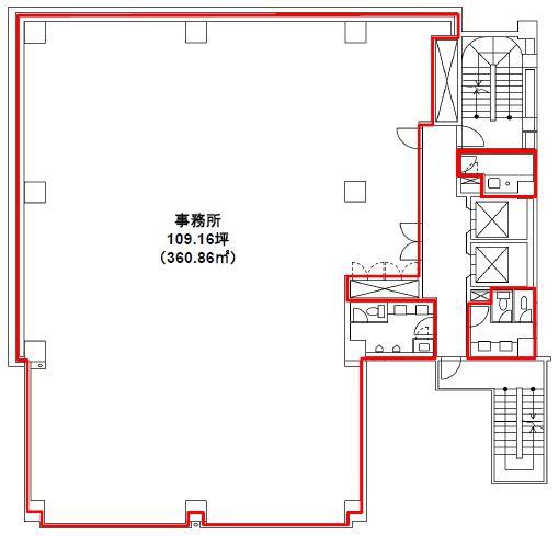 いちご新川ビル 3F 109.16坪（360.85m<sup>2</sup>） 図面