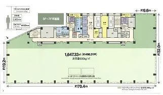 浜離宮三井ビルディング 9F 267坪（882.64m<sup>2</sup>） 図面