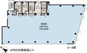JPR日本橋堀留ビルの基準階図面