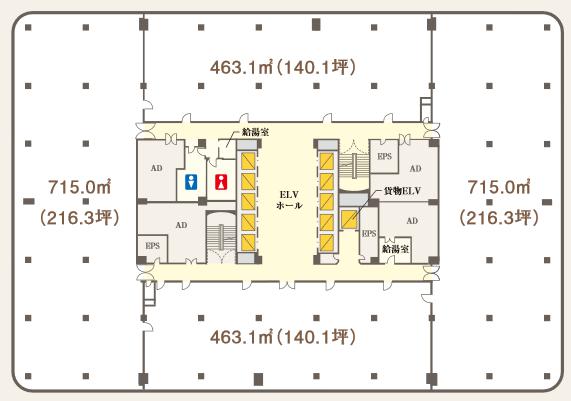 東京交通会館の基準階図面