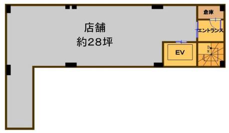 上野4・MTビル B1F 28坪（92.56m<sup>2</sup>）：基準階図面