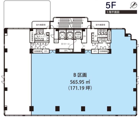 BPRプレイス神谷町(CR神谷町)ビル 5F 171.19坪（565.91m<sup>2</sup>） 図面